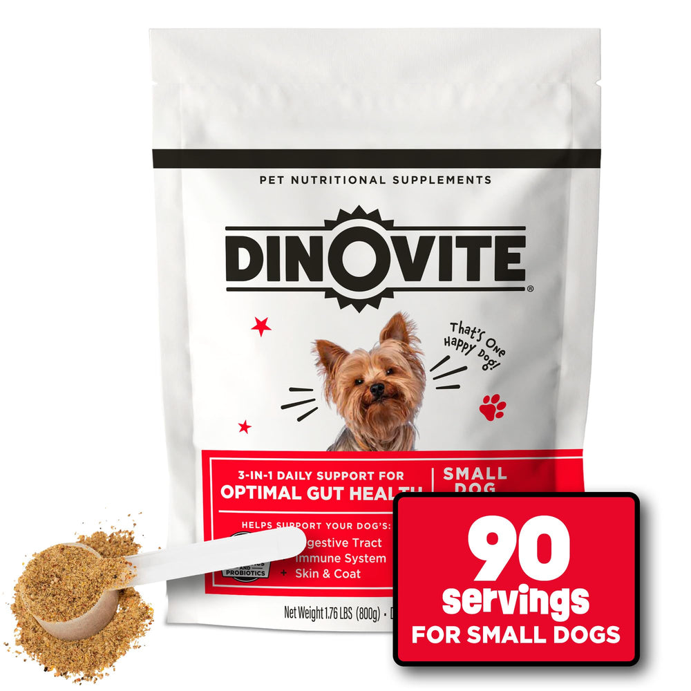 Dinovite emballage avant montrant 90 portions et usage quotidien bénéfique