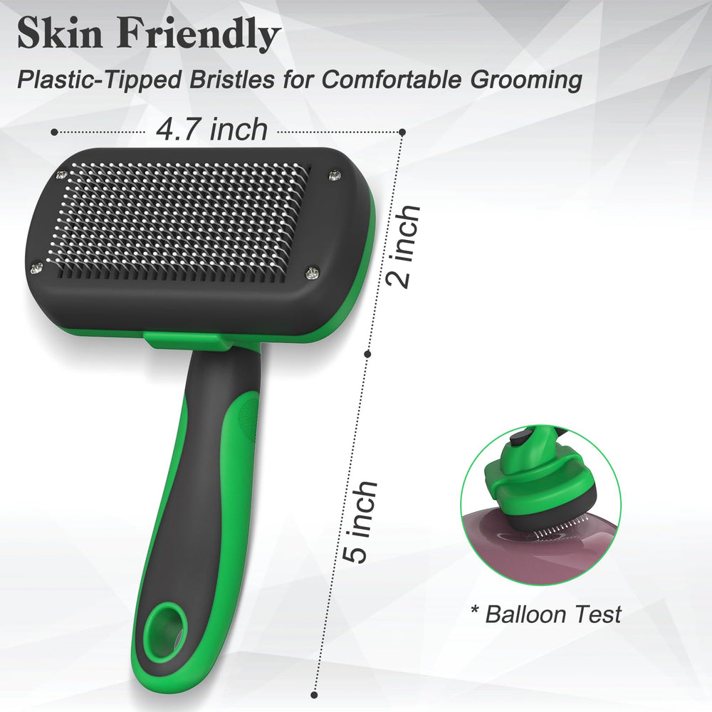 Dipoo brosse utilisée sur un chien qui réduit visiblement les poils flottants