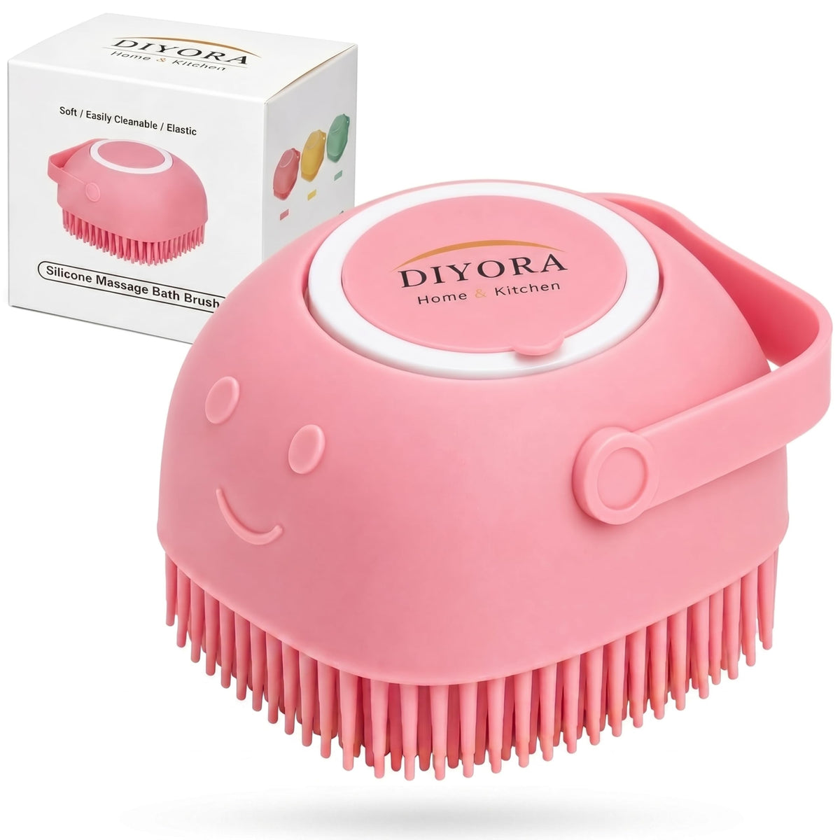 DIYORA vue avant de la brosse shampooing avec poignée confortable pour un meilleur contrôle