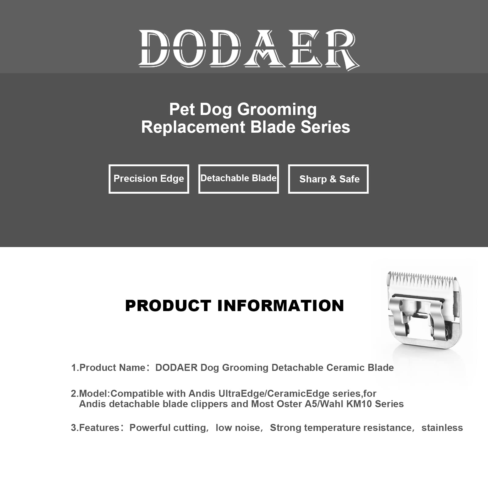DODAER comparaison 7F 5F 4F montrant les longueurs de coupe disponibles