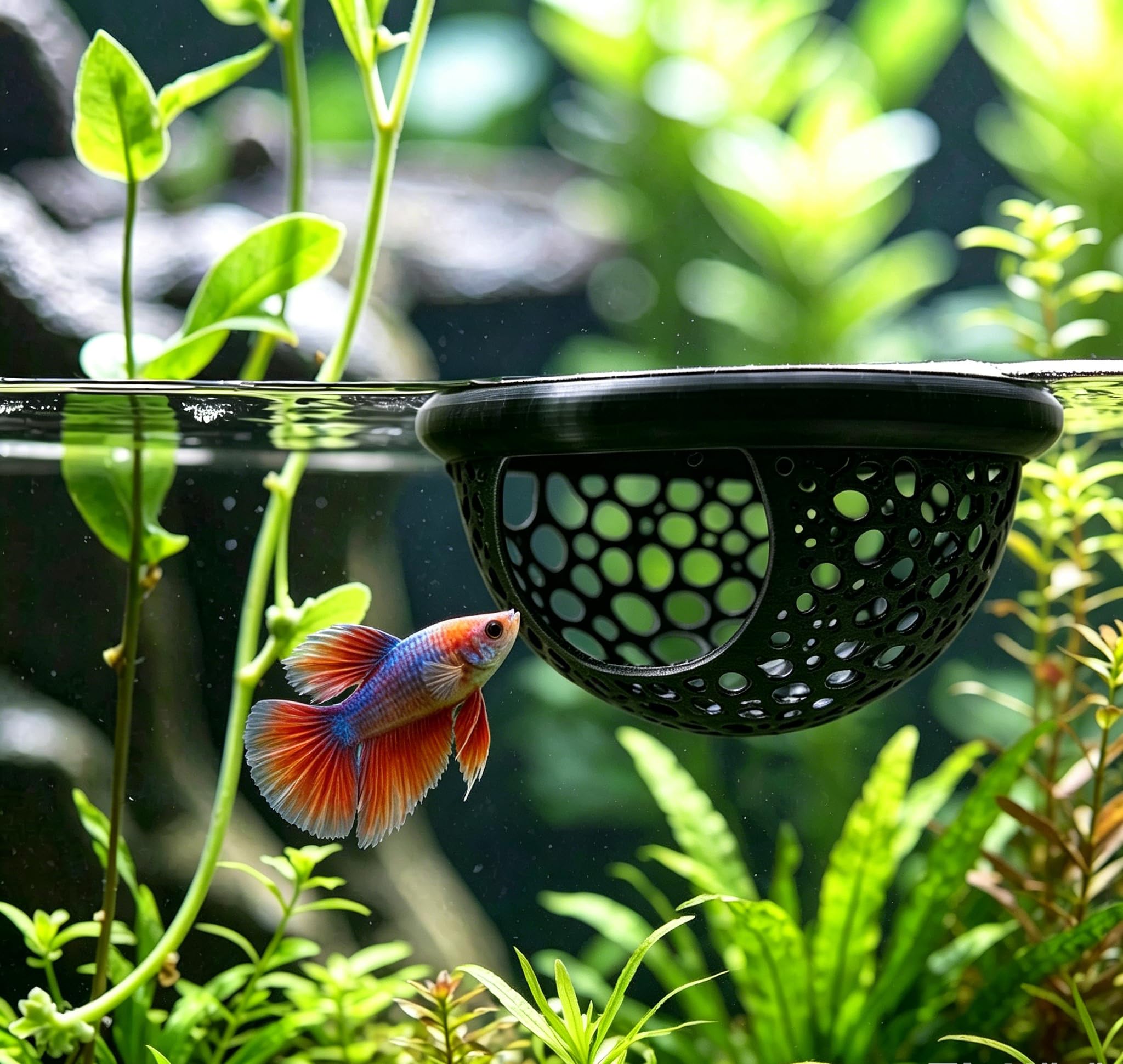 DOEKAISAYO ensemble en aquarium montrant refuge et alimentation