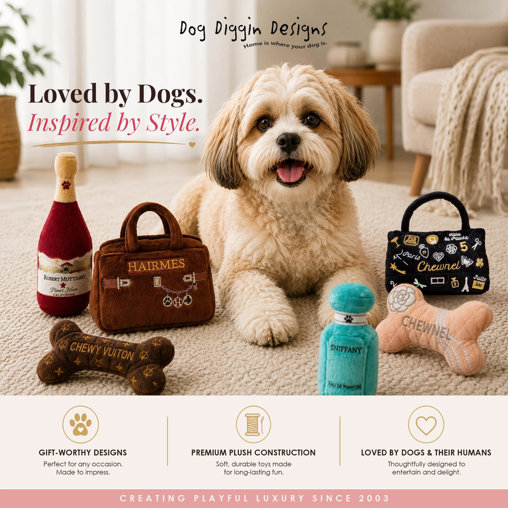 Dog Diggin Designs jouet sac en scène lifestyle stimulant séances photo