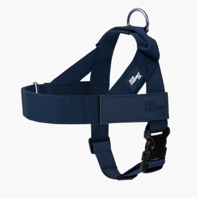Dog Friendly Co harnais vue de face navy montrant coupe confortable