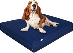 Dogbed4less vue avant housse denim bleu, confort durable