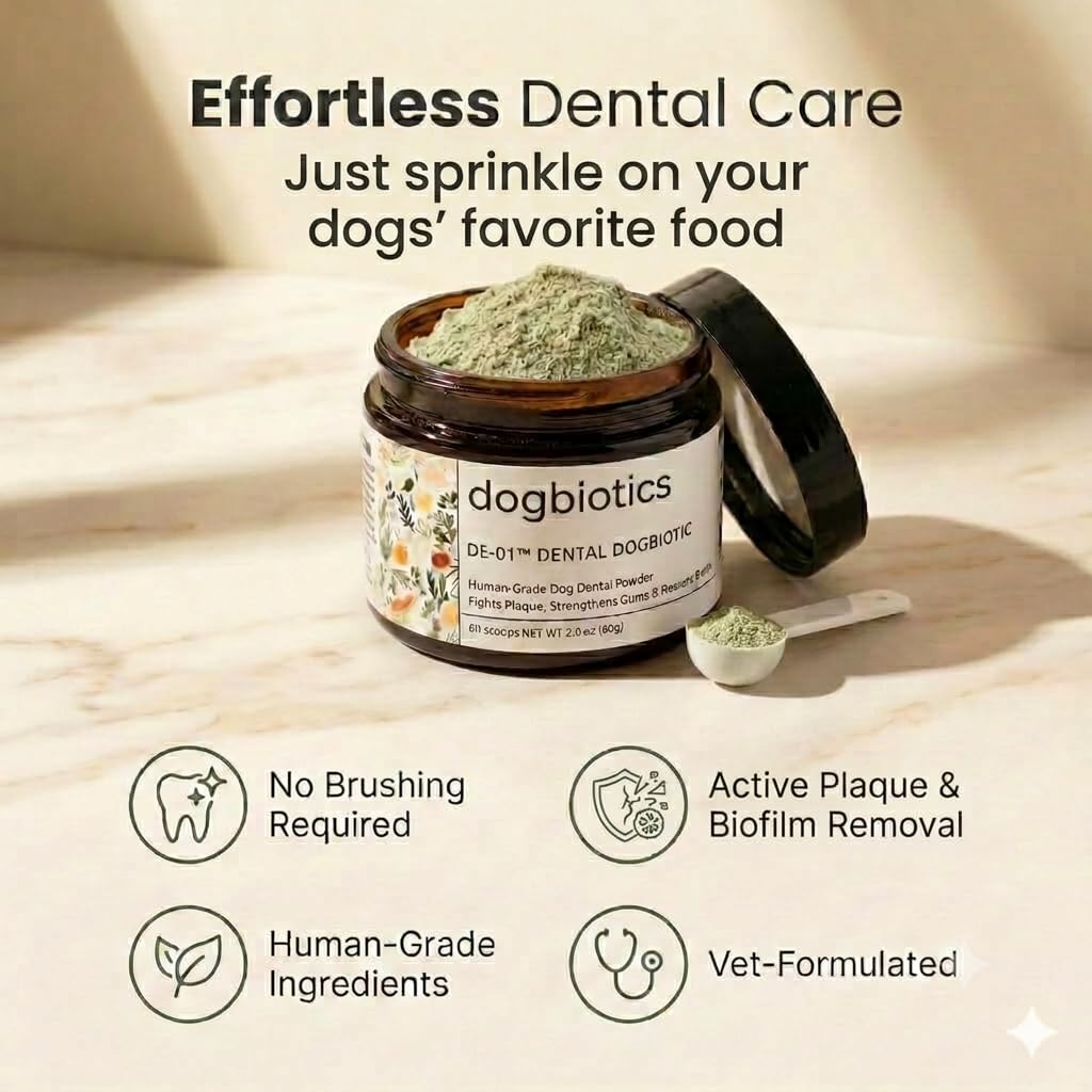 Dogbiotics cuillère doseuse pleine, facile à utiliser pour administration quotidienne