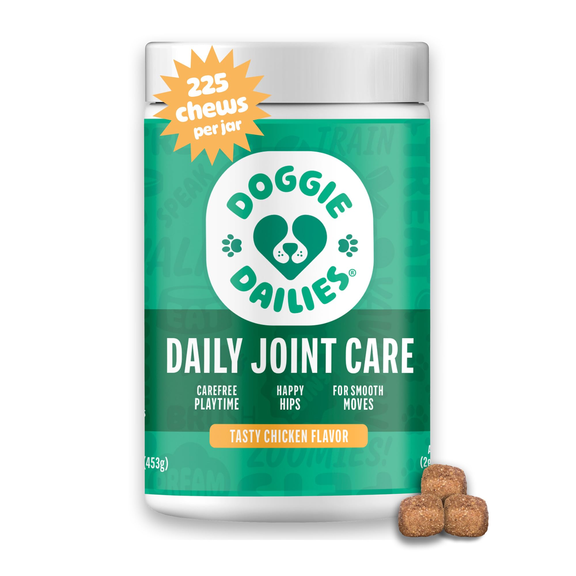 Doggie Dailies emballage avant montrant format et saveur poulet pour acceptation