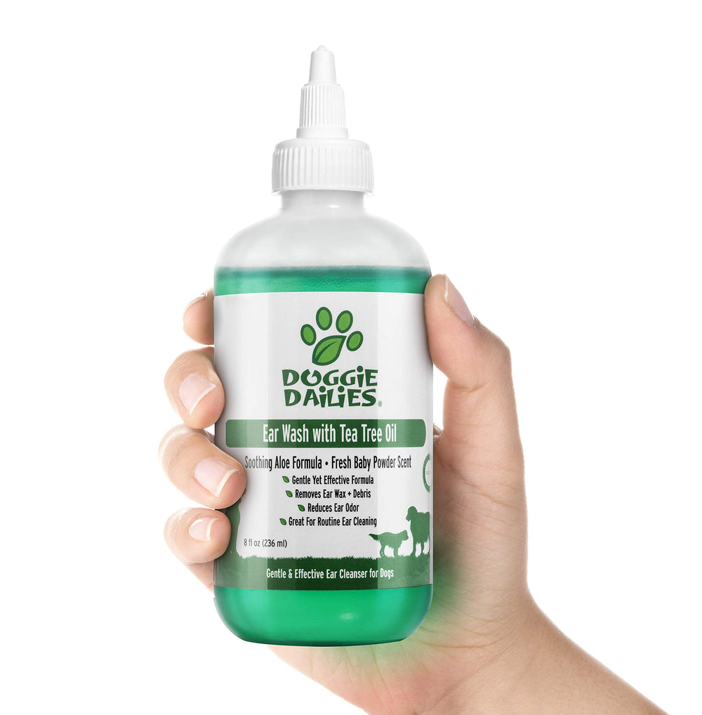 Doggie Dailies flacon avant montrant le produit et sa taille pratique