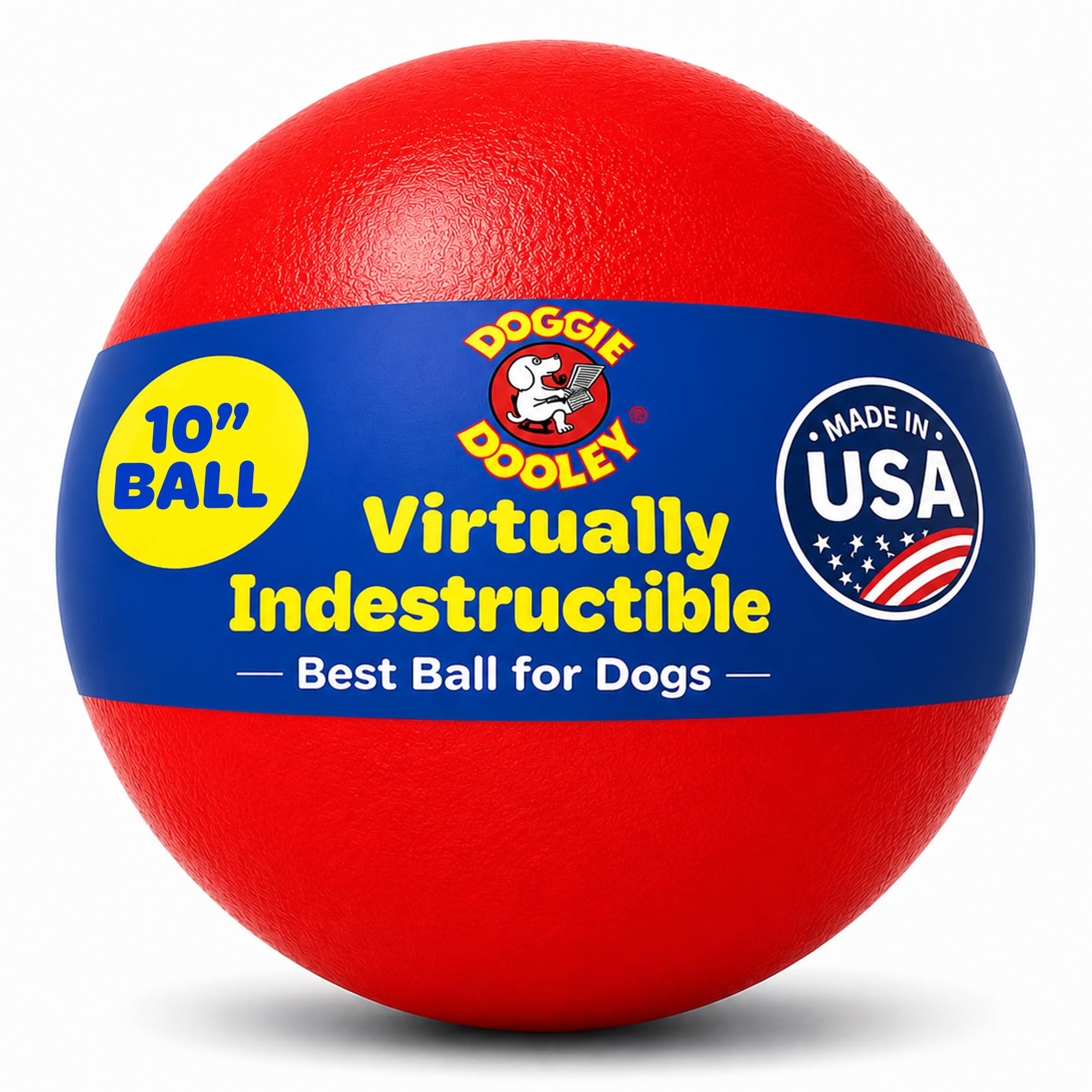Doggie Dooley vue frontale du ballon rouge montrant la forme et robustesse