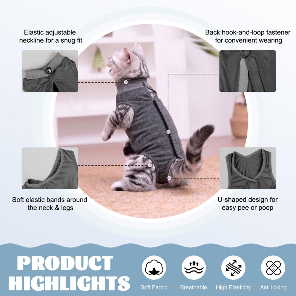 DoggieKit chat portant la onesie après opération, mobilité et sérénité