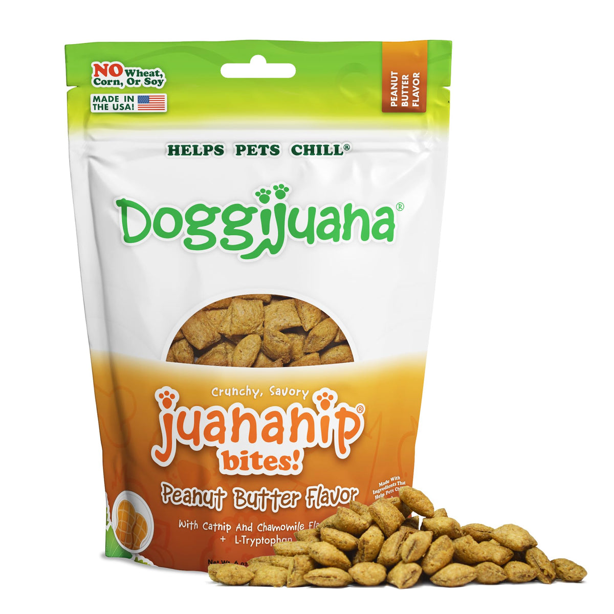 Doggijuana emballage devant montrant le sachet refermable et bénéfice praticité