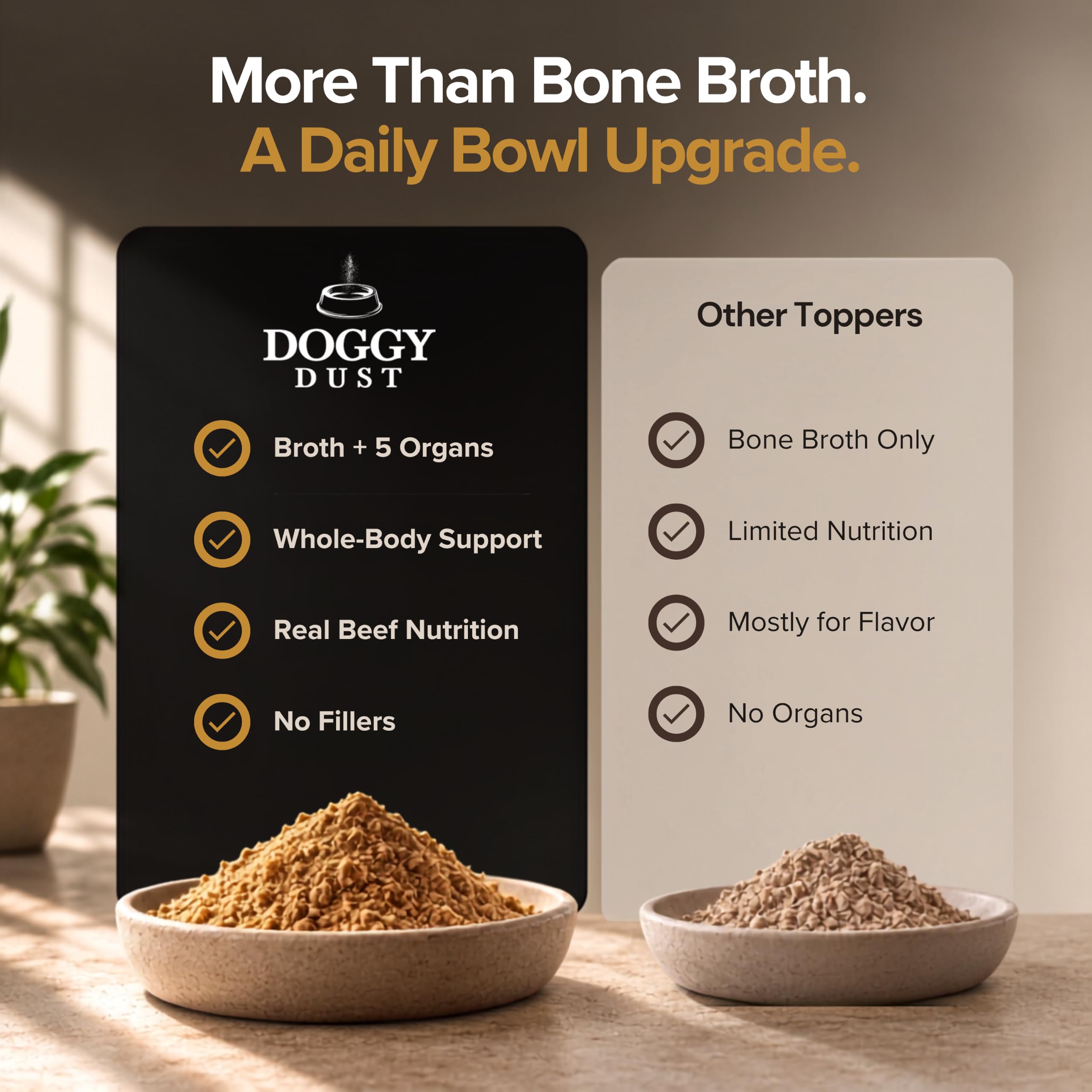 DoggyDust ingrédients entiers exposés affichant sourcing naturel
