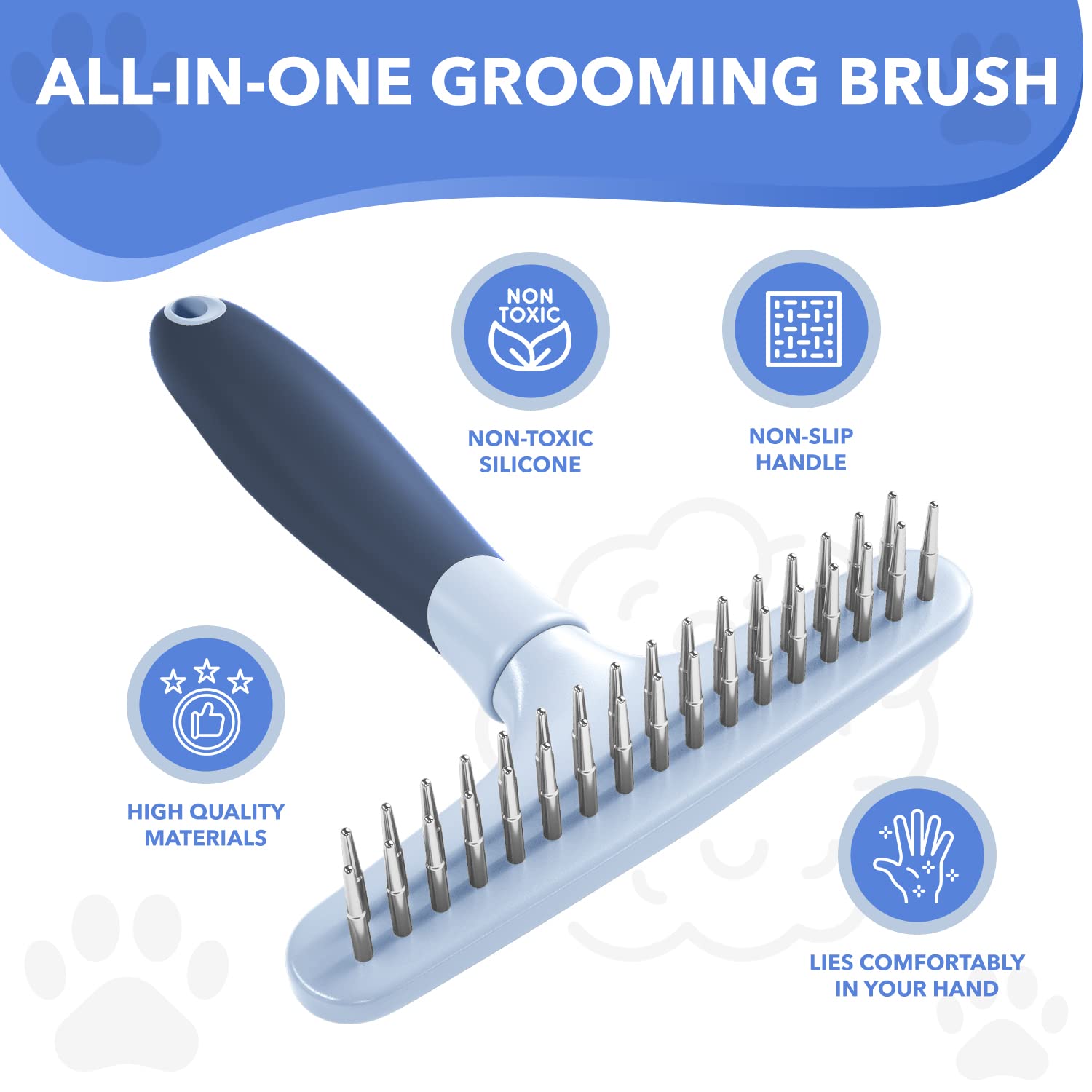 DOGI gros plan dents acier inoxydable montrant finesse et retrait doux du sous-poil