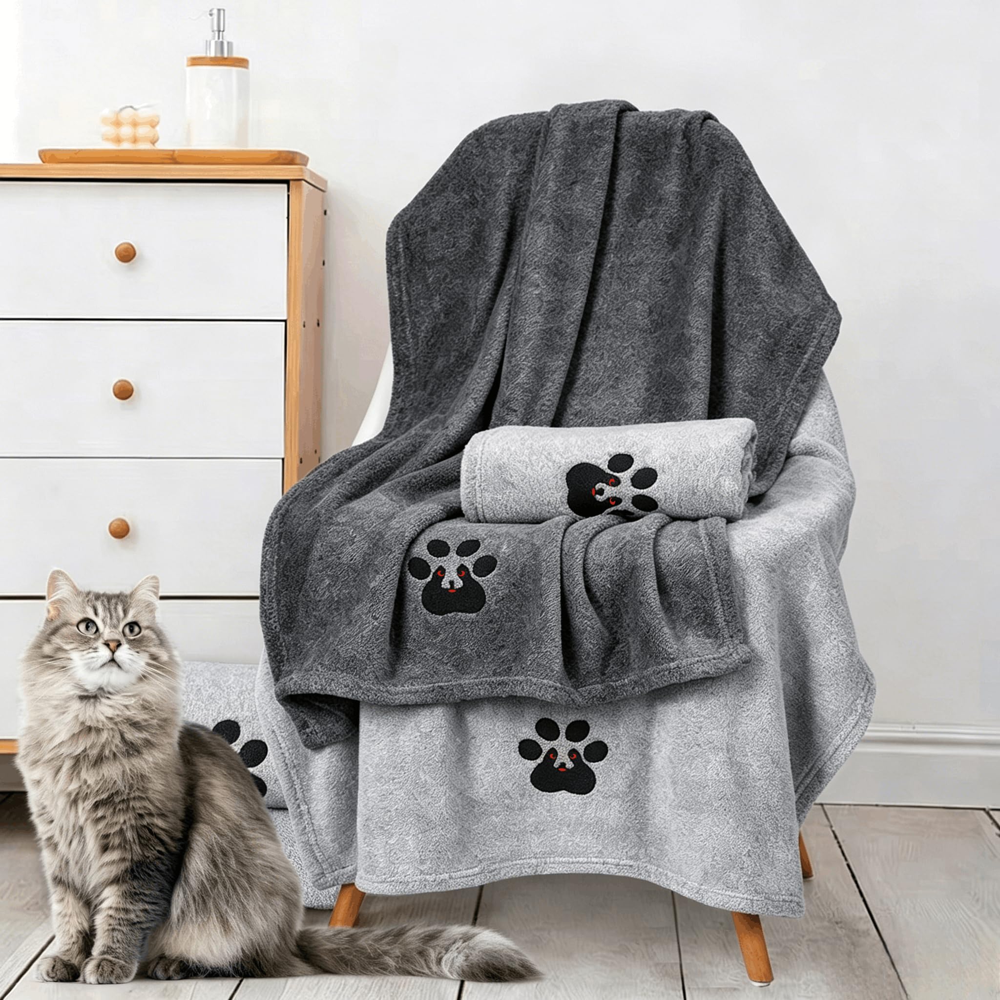 Dogvingpk serviette en usage sur chien mouillé, accélère le séchage sans frotter