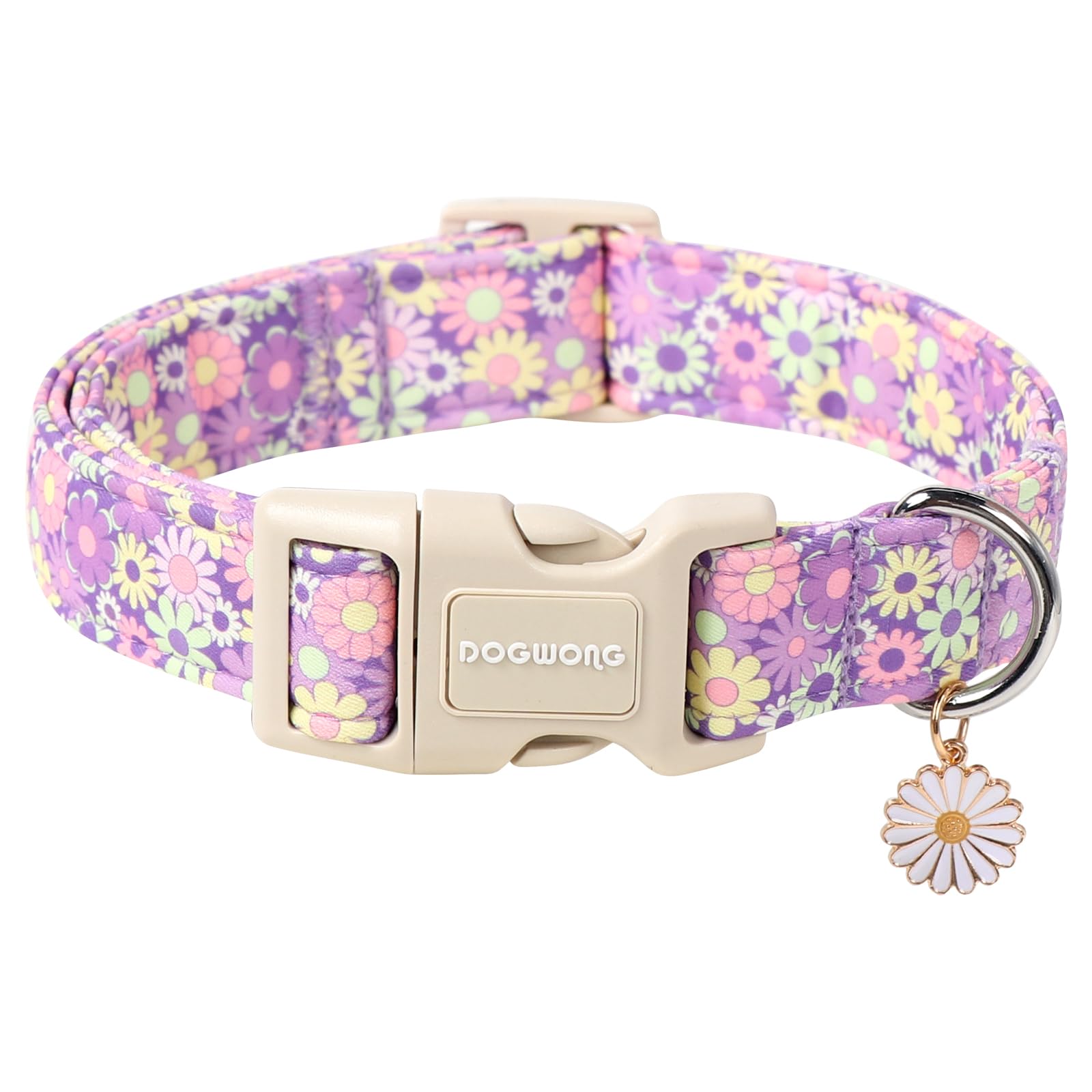Dogwong collier fleur face montrant motif daisy et confort
