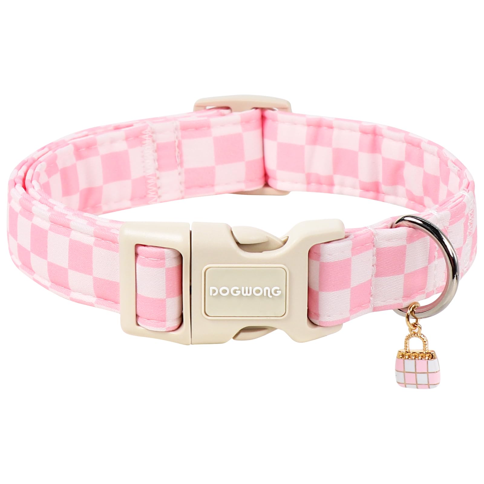 DOGWONG collier avant motif rose à carreaux, look soigné