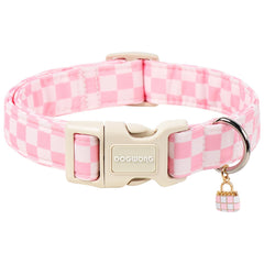 DOGWONG collier avant motif rose à carreaux, look soigné
