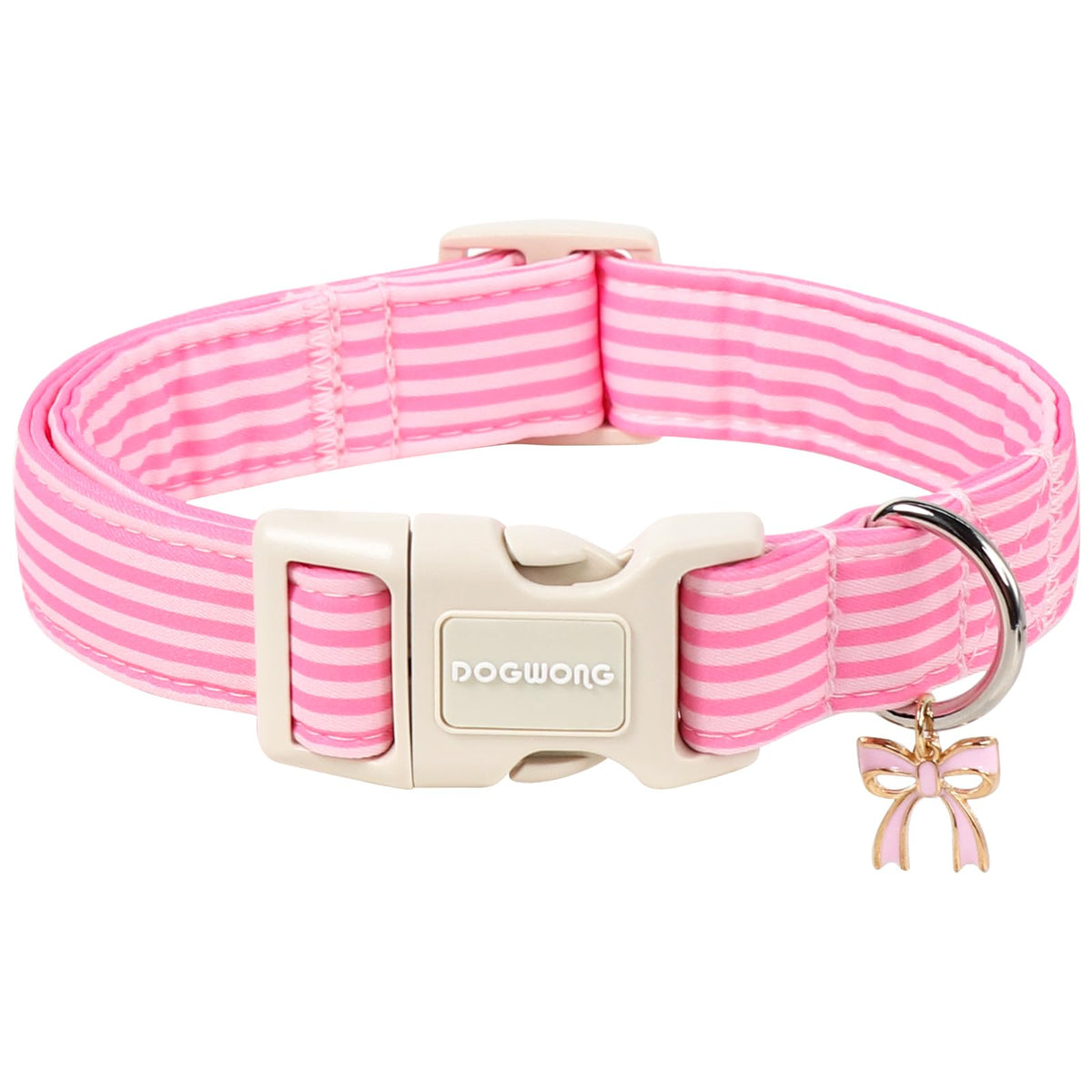 DOGWONG collier rose rayé vue avant montrant design et finition élégante