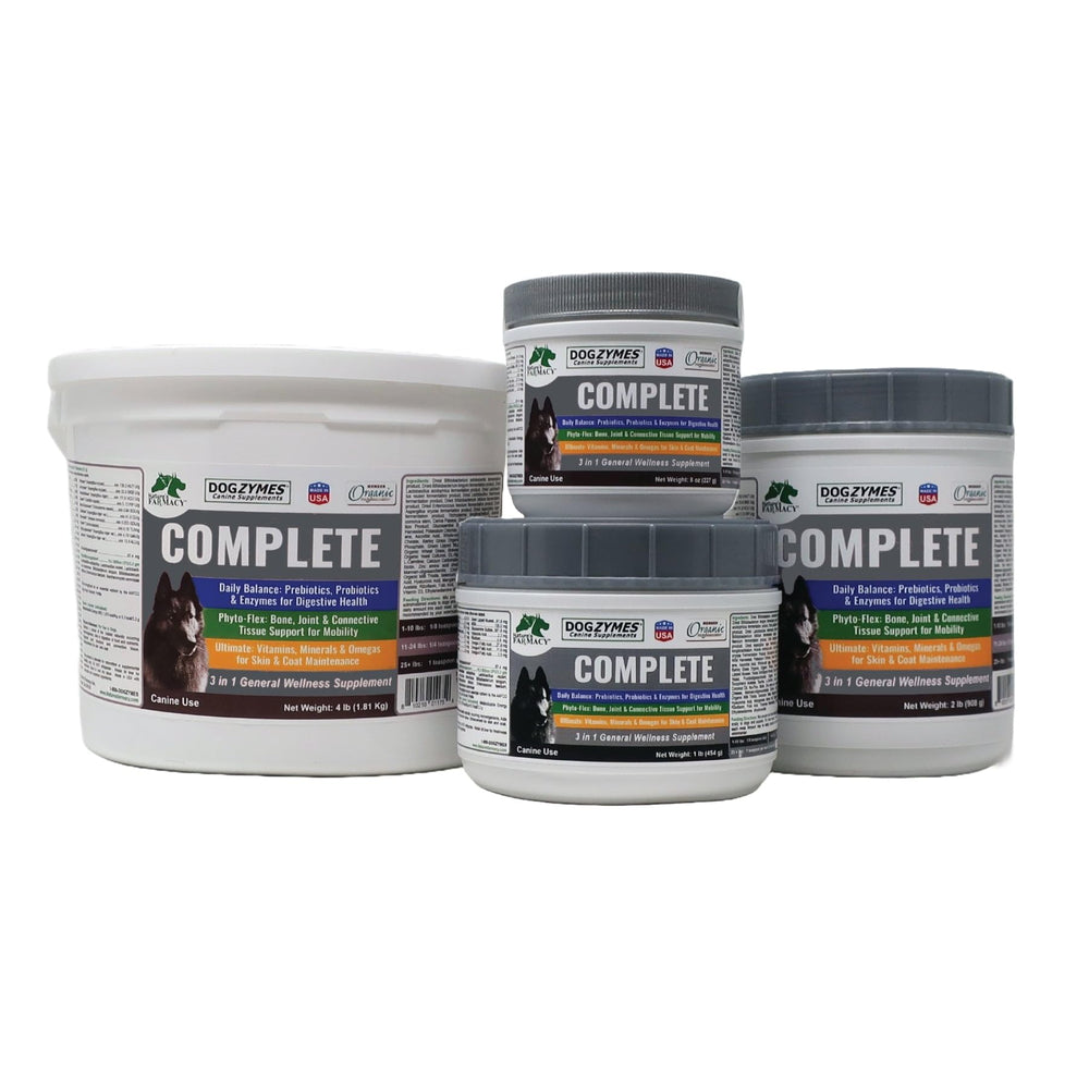 Gros plan poudre Dogzymes Complete montrant texture pour mélange facile