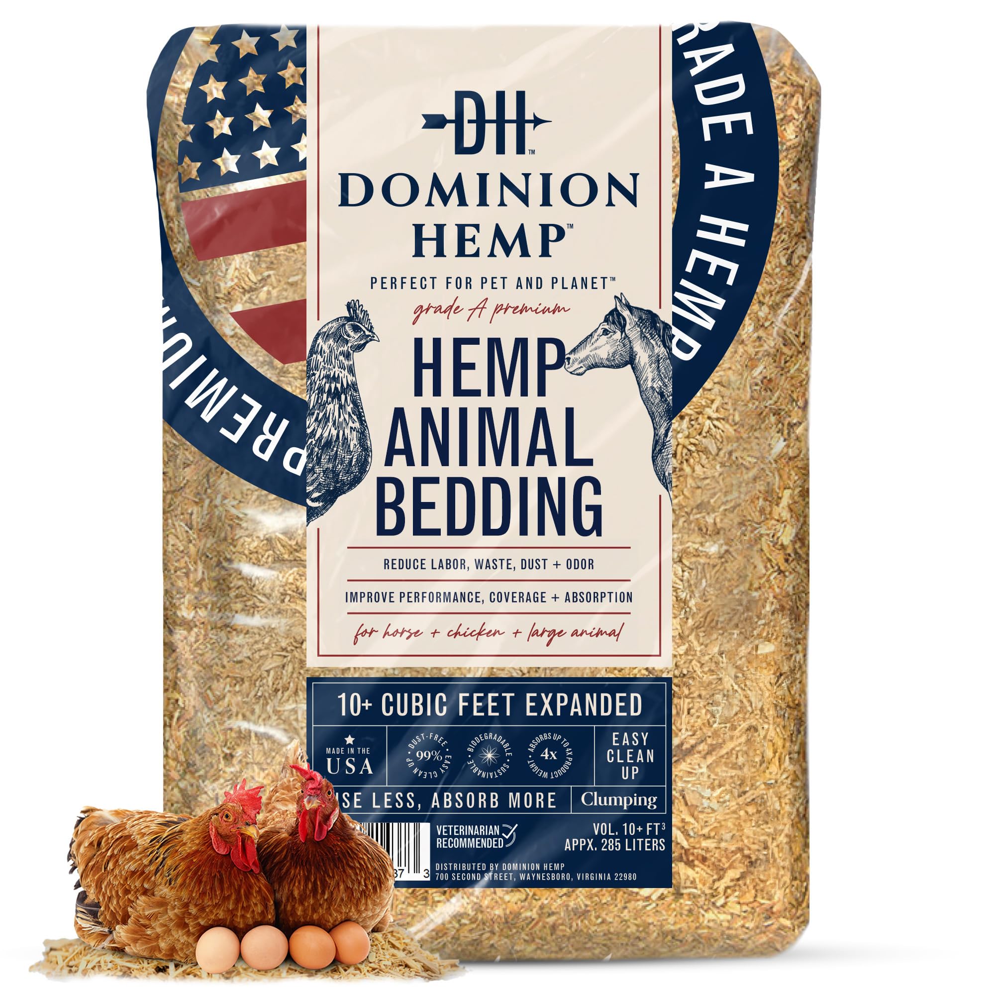 Dominion Hemp emballage avant montrant volume et praticité