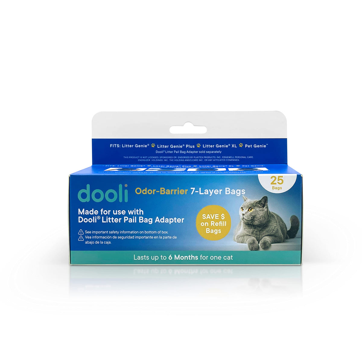 dooli emballage rouleau avant montrant 25 sacs et facilité de stockage