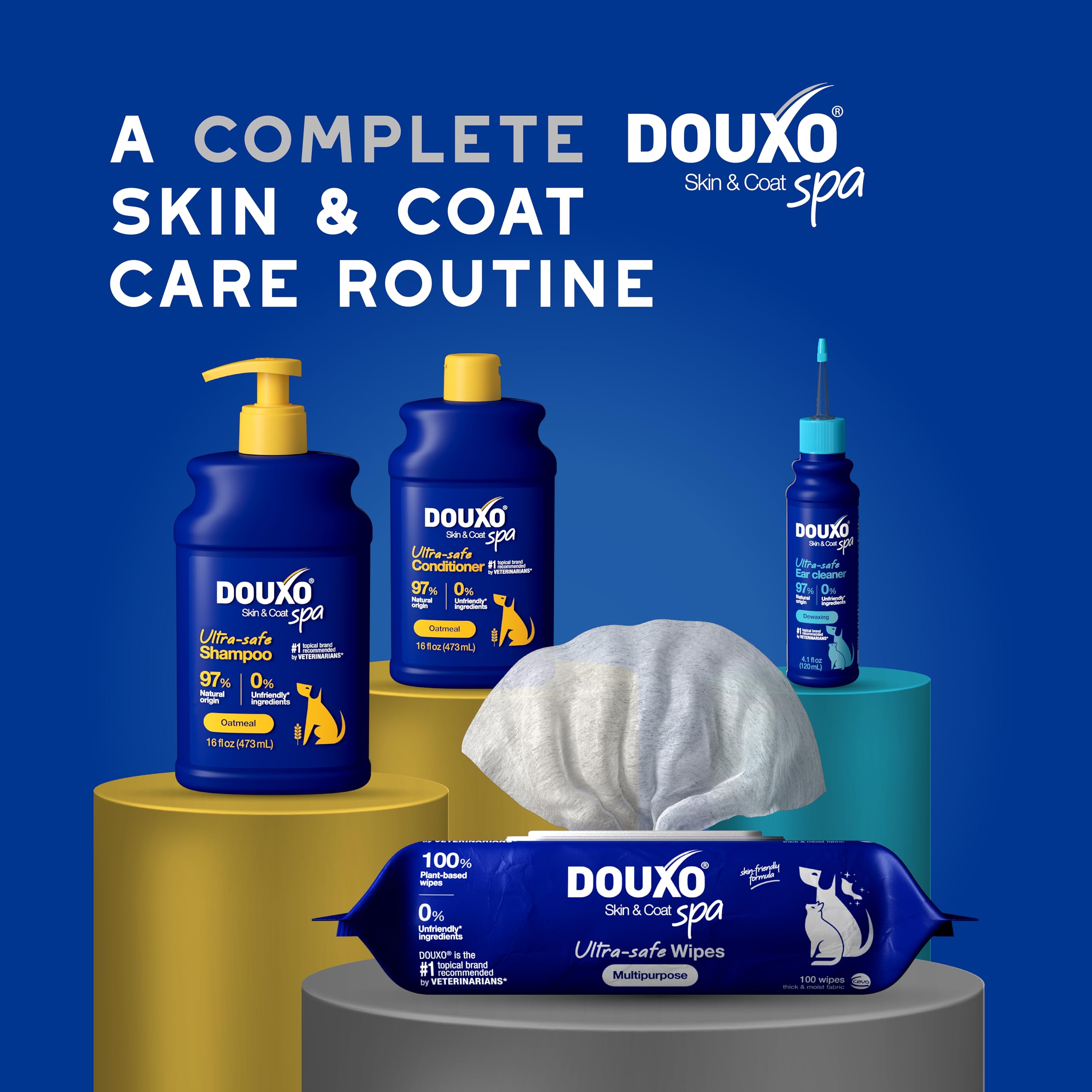 Douxo lingette tenue main ouverte, maniabilité et sensation douce pour la peau