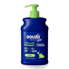 Douxo flacon face montrant étiquette claire et sécurité