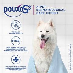 Douxo S3 Calm mousse appliquée sur patte de chien pour réduire démangeaisons