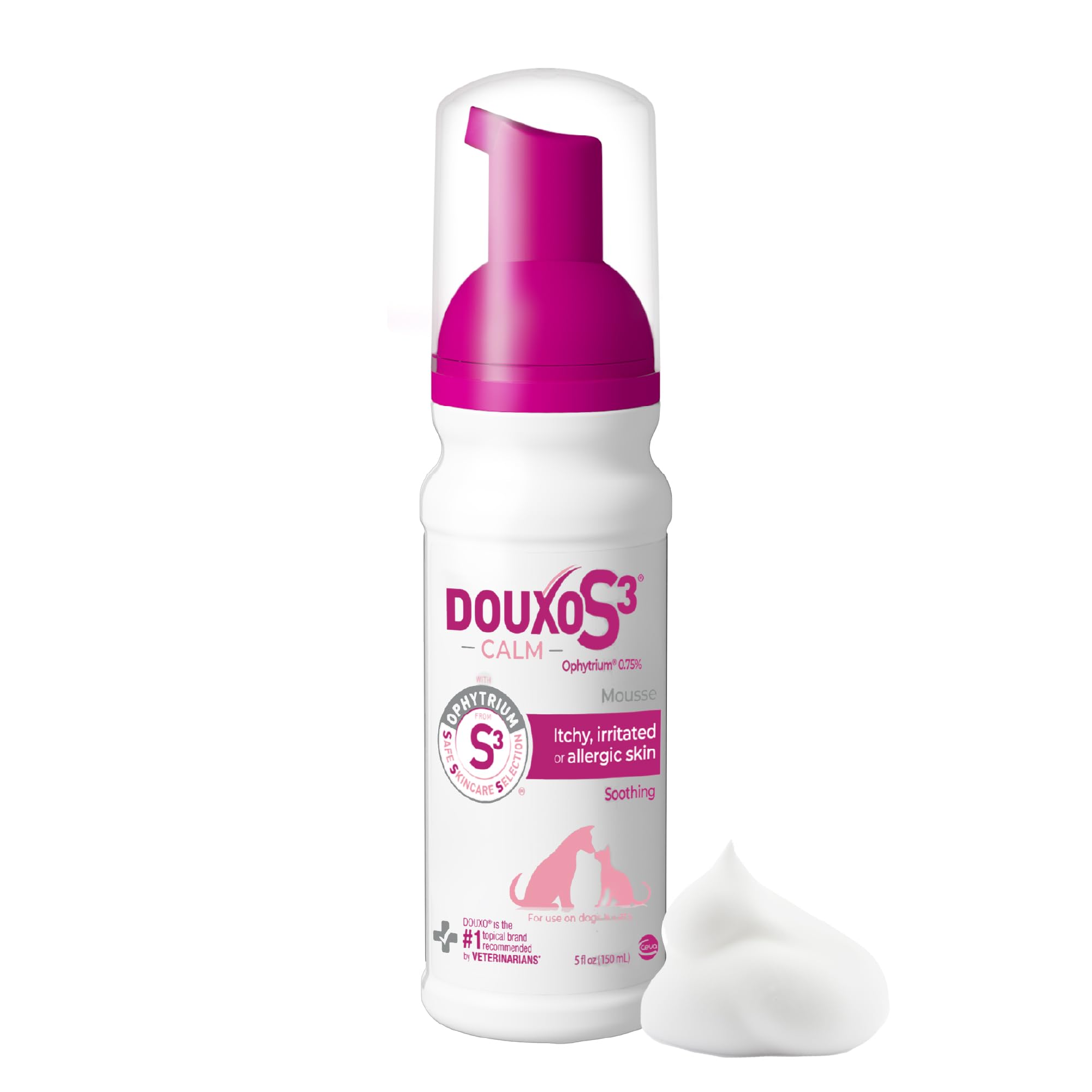Douxo S3 Calm mousse emballage avant montrant produit apaisant pour peau