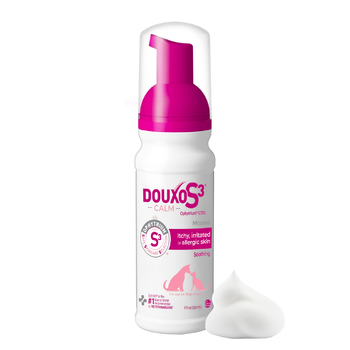 Douxo S3 Calm mousse emballage avant montrant produit apaisant pour peau