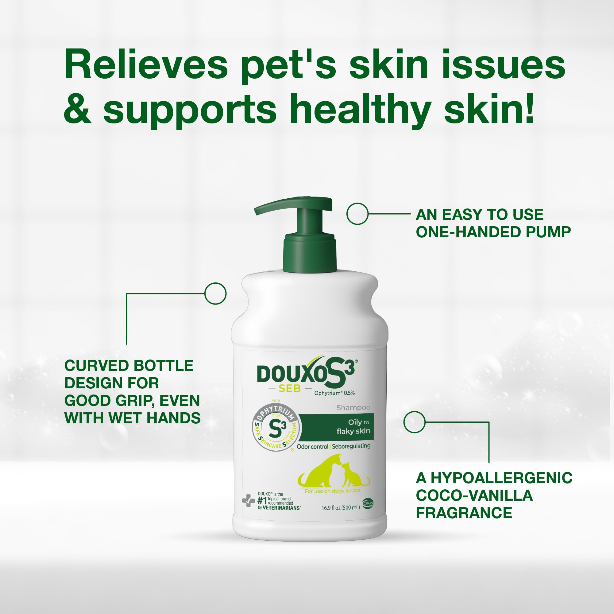 Douxo S3 SEB chiot au bain illustrant un lavage apaisant et efficace