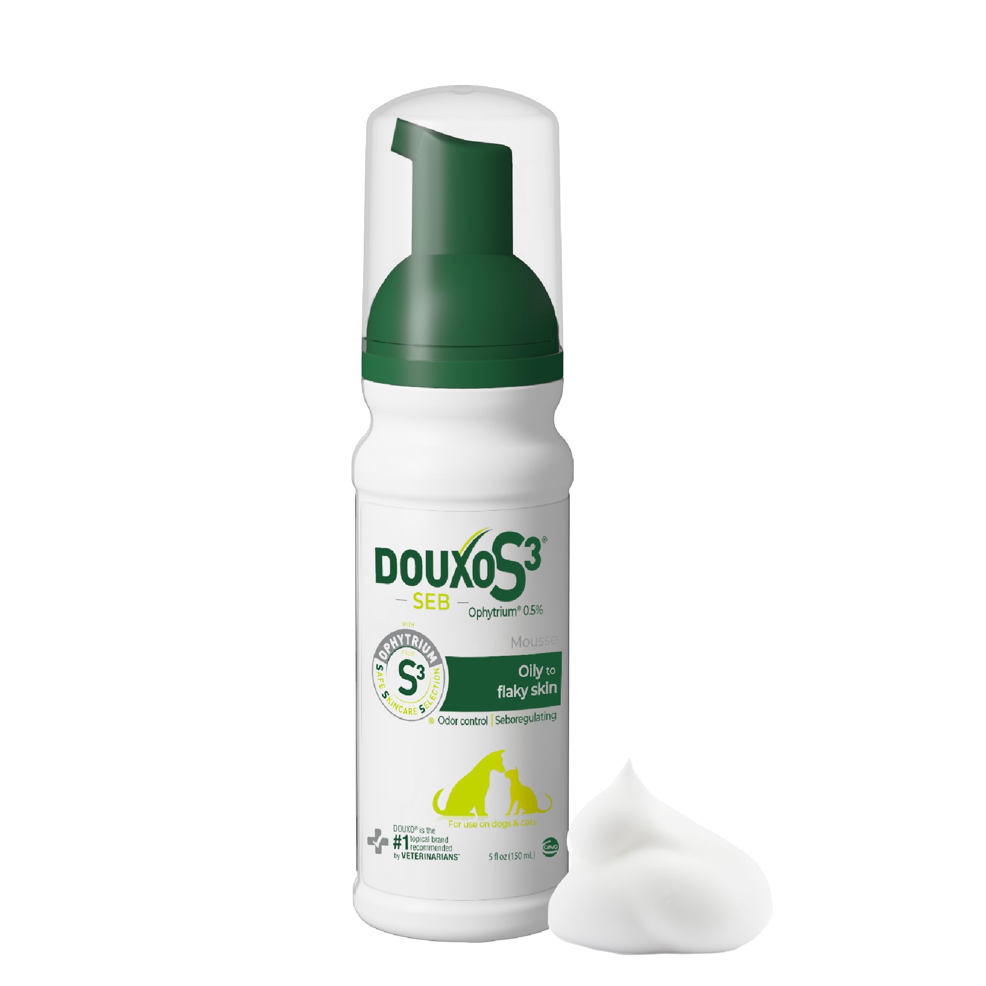 Douxo mousse emballage avant montrant protection et utilisation facile
