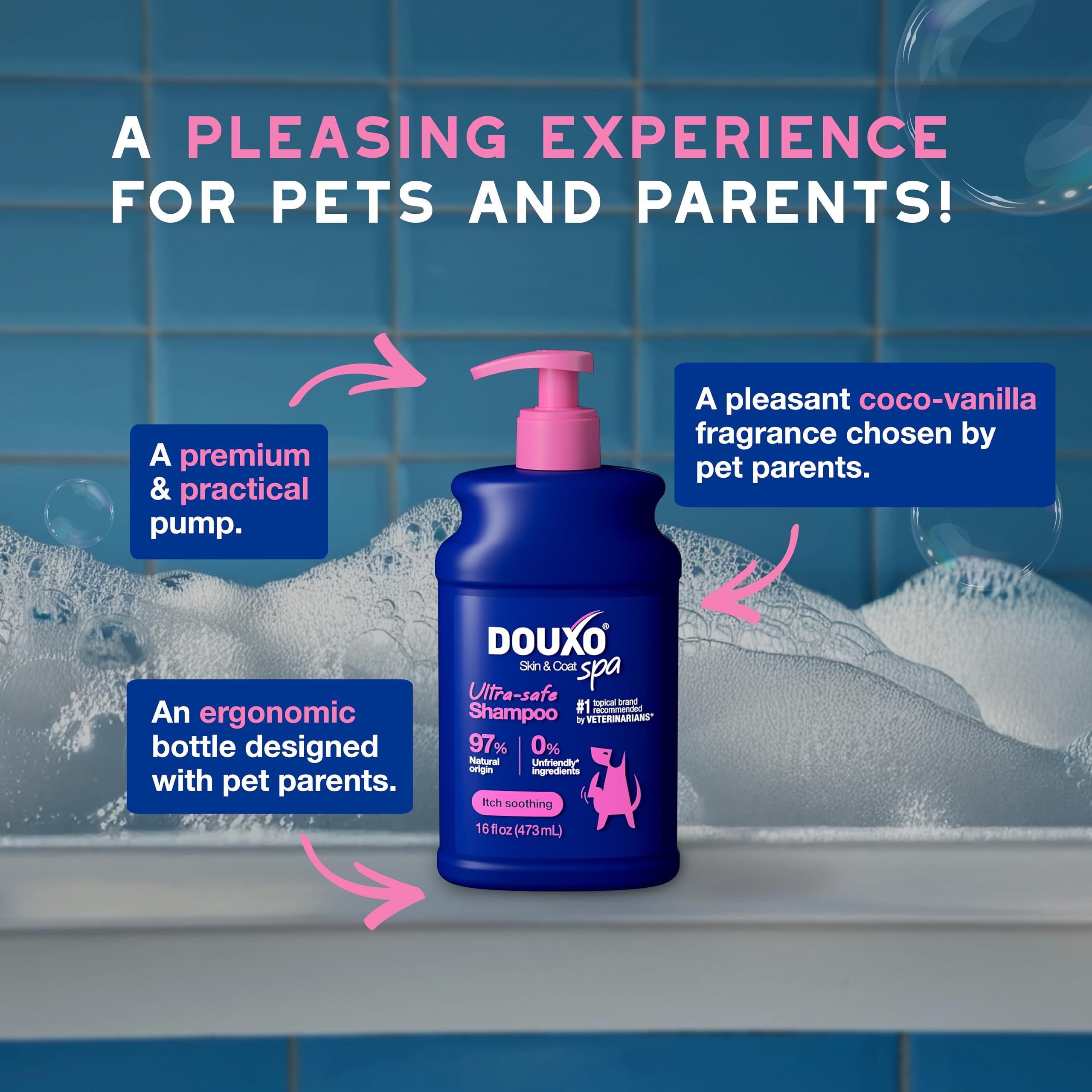 DOUXO comparaison taille flacon 473 ml pour dosage pratique