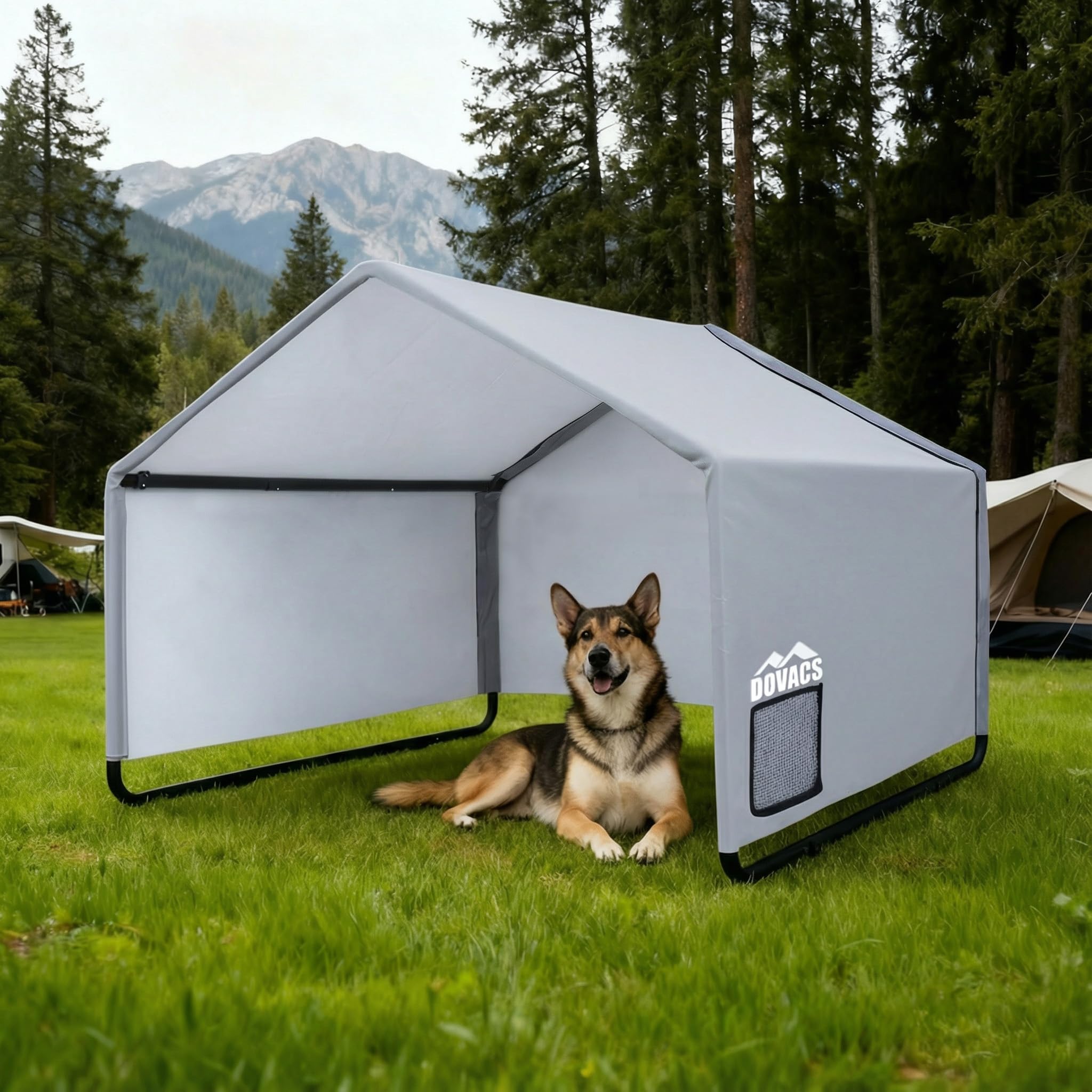 DOVACS abri extérieur face montrant protection et capacité pour grand chien