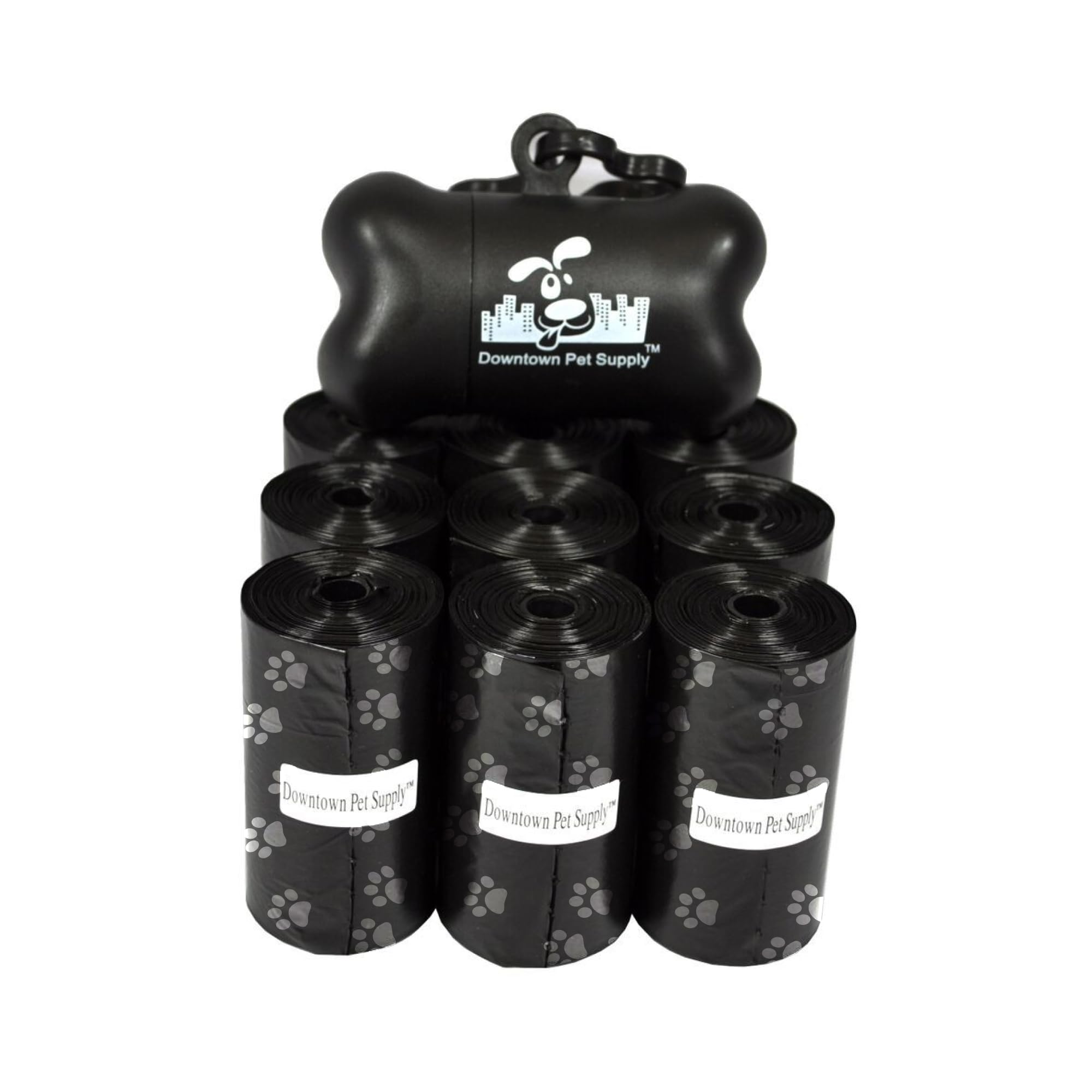 Downtown Pet Supply emballage avant montrant 220 sacs et distributeur pratique