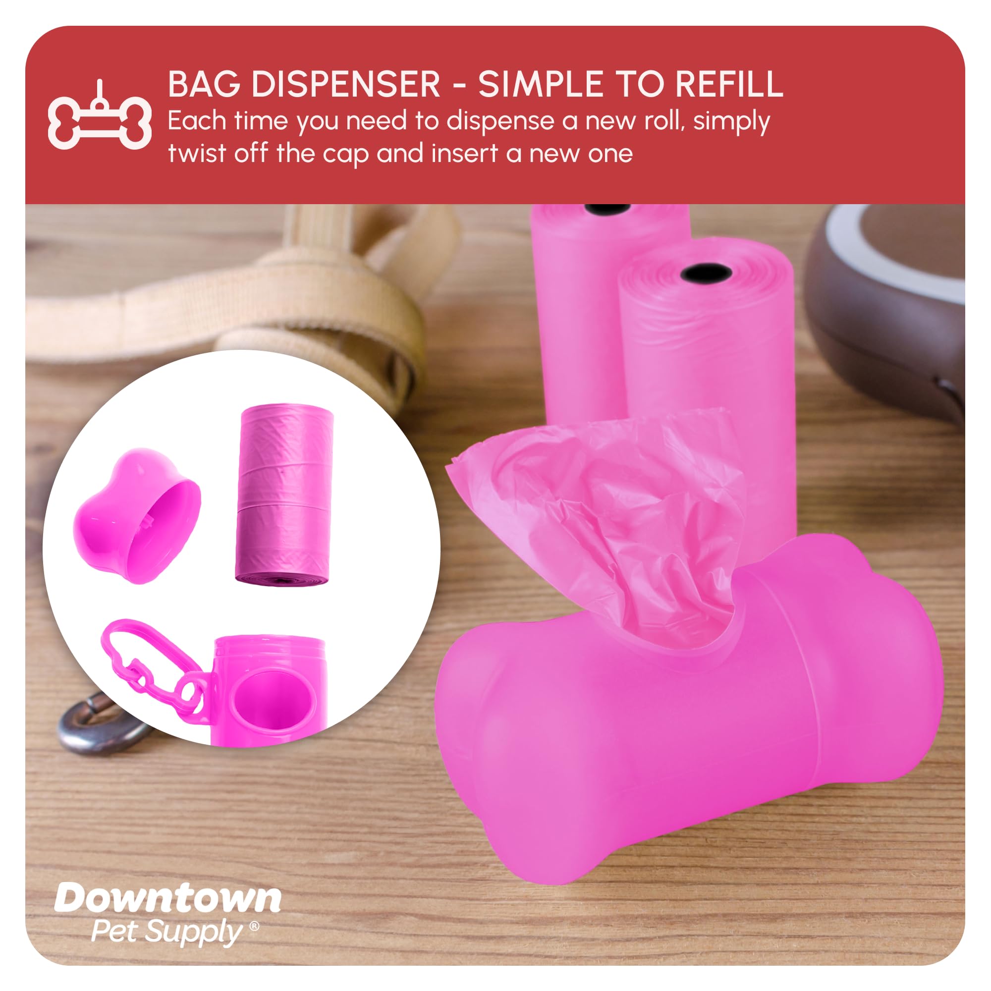 Downtown Pet Supply perforations nettes facilitant la séparation rapide des sacs