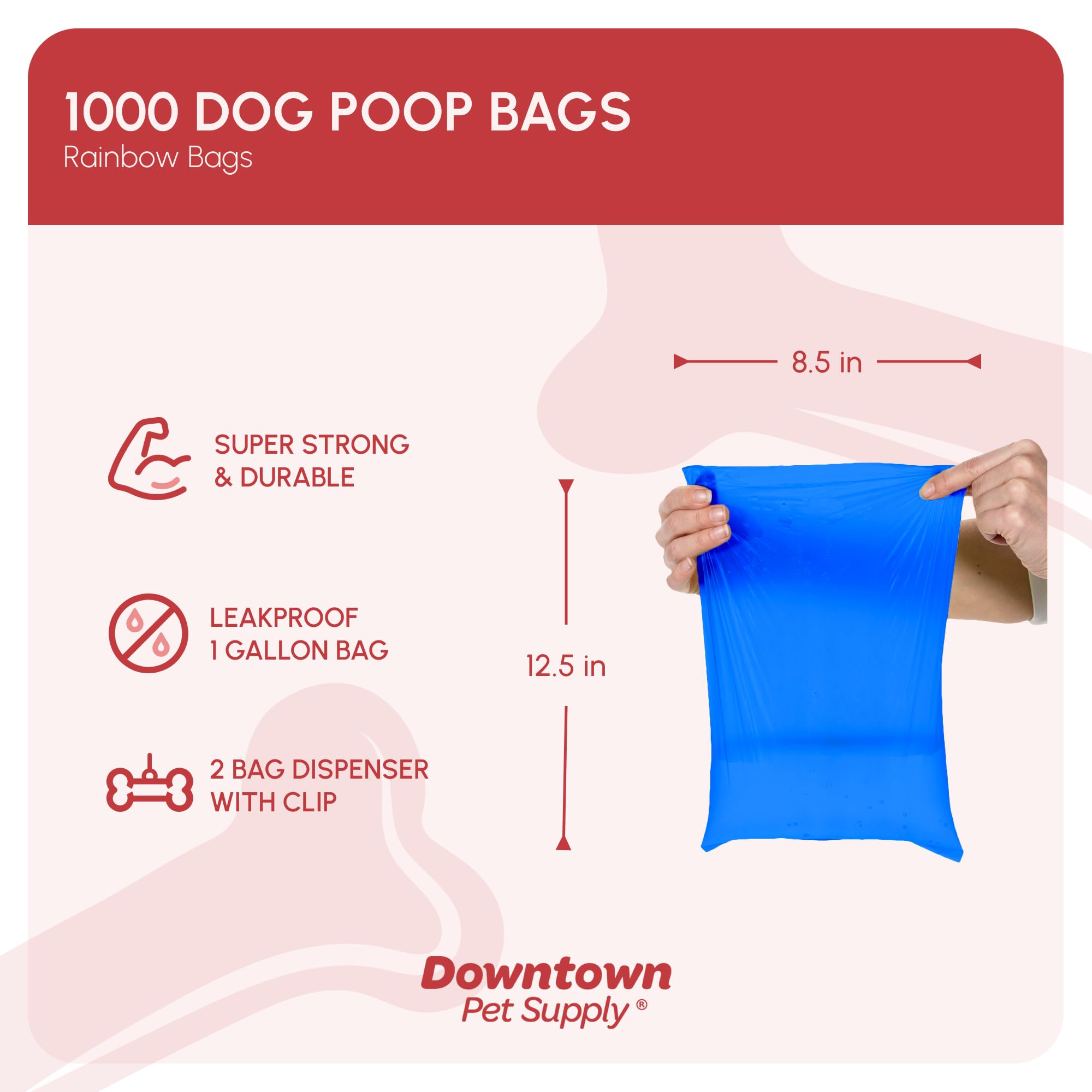 Downtown Pet Supply gros plan matière du sac montrant résistance et étanchéité