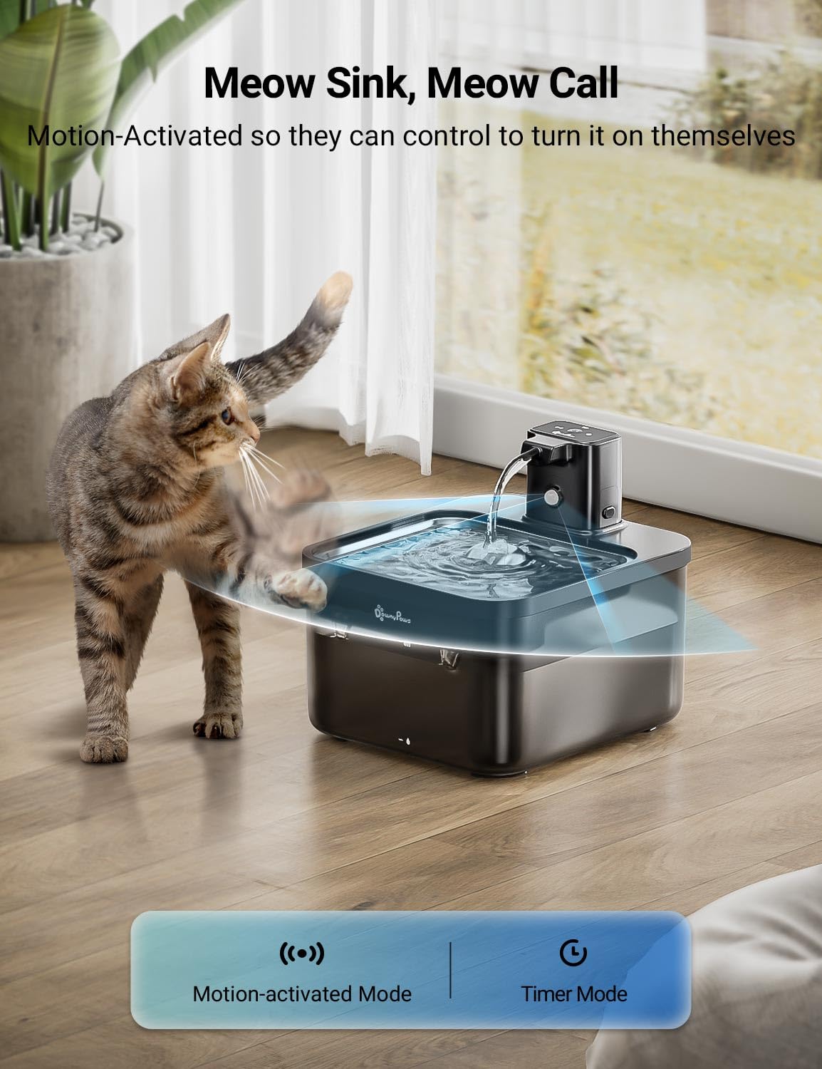 DownyPaws bec acier inox gros plan garantissant écoulement fluide et hygiène