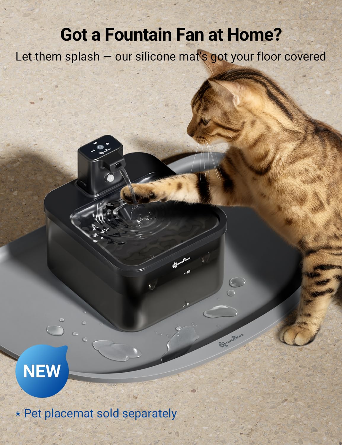 DownyPaws chat boit en mode motion stimulant l'intérêt d'hydratation