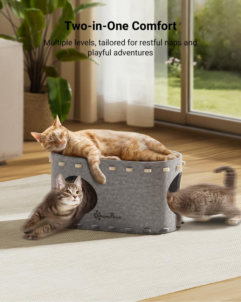 DownyPaws gros plan feutre résistant offrant isolation et durabilité