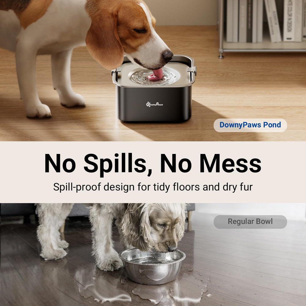 DownyPaws gros plan disque flottant ralentit débit et réduit éclaboussures