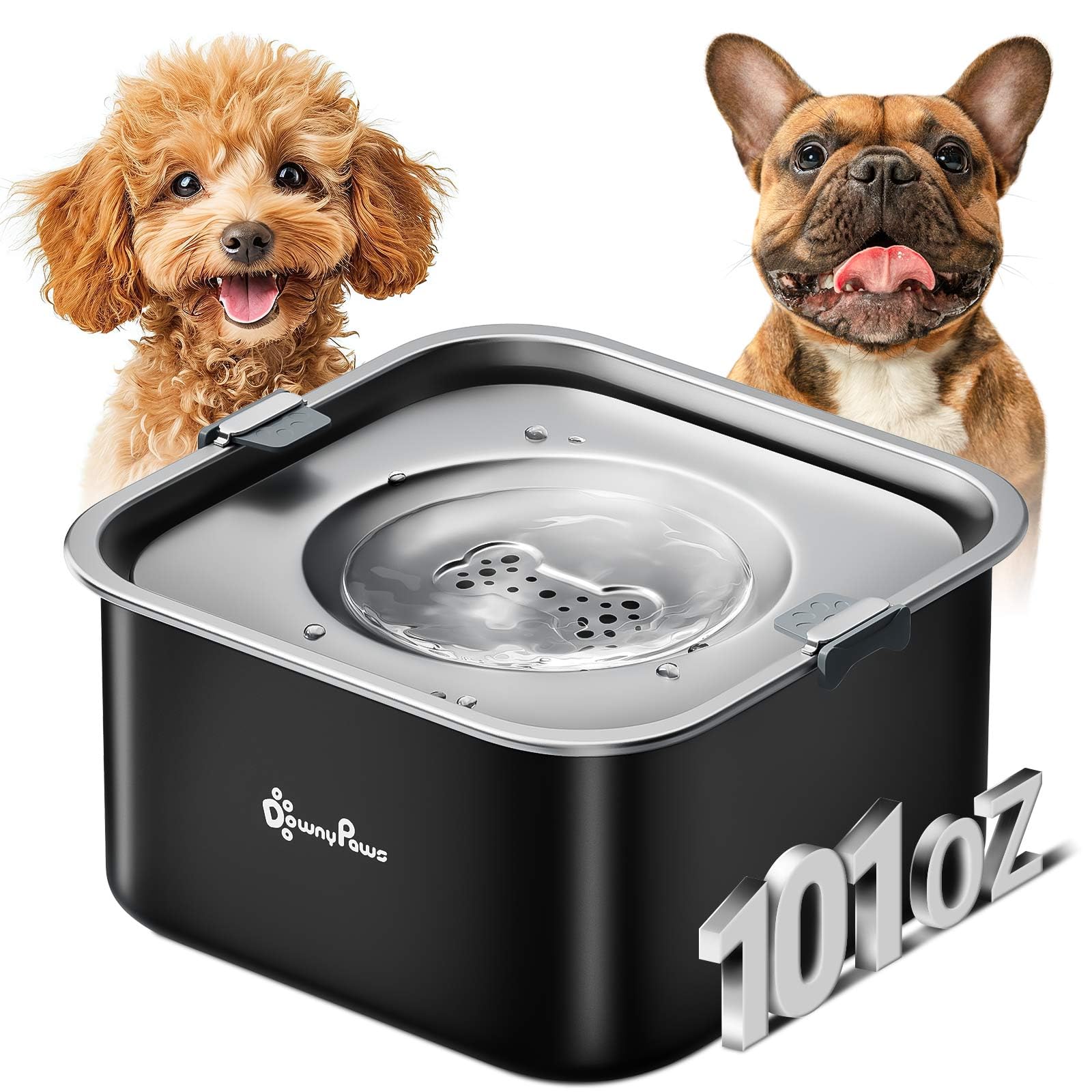 DownyPaws gamelle face avant design moderne et anti-débordement avantage propreté