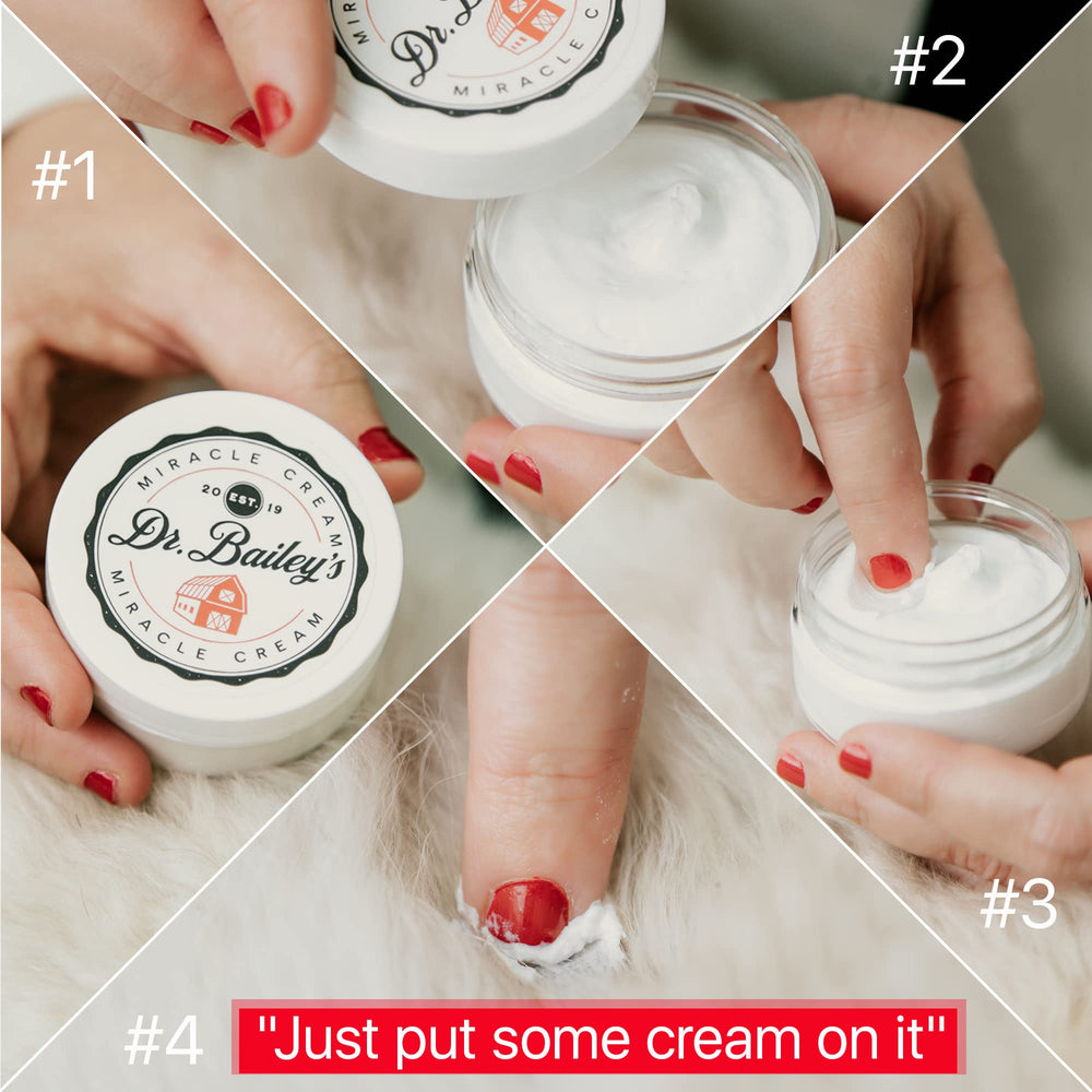 Dr. Bailey's Miracle Cream application sur patte soulageant irritation