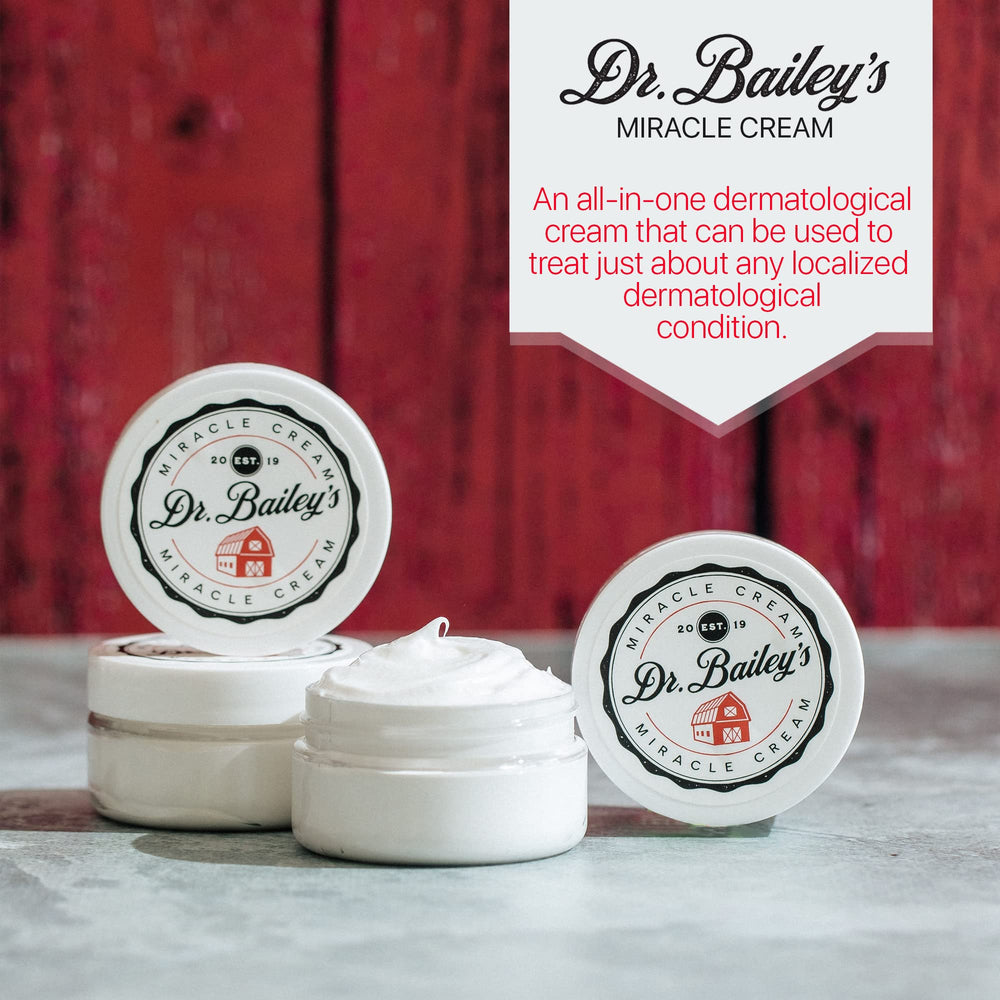 Dr. Bailey's Miracle Cream pot 2 oz pour comparaison d'échelle