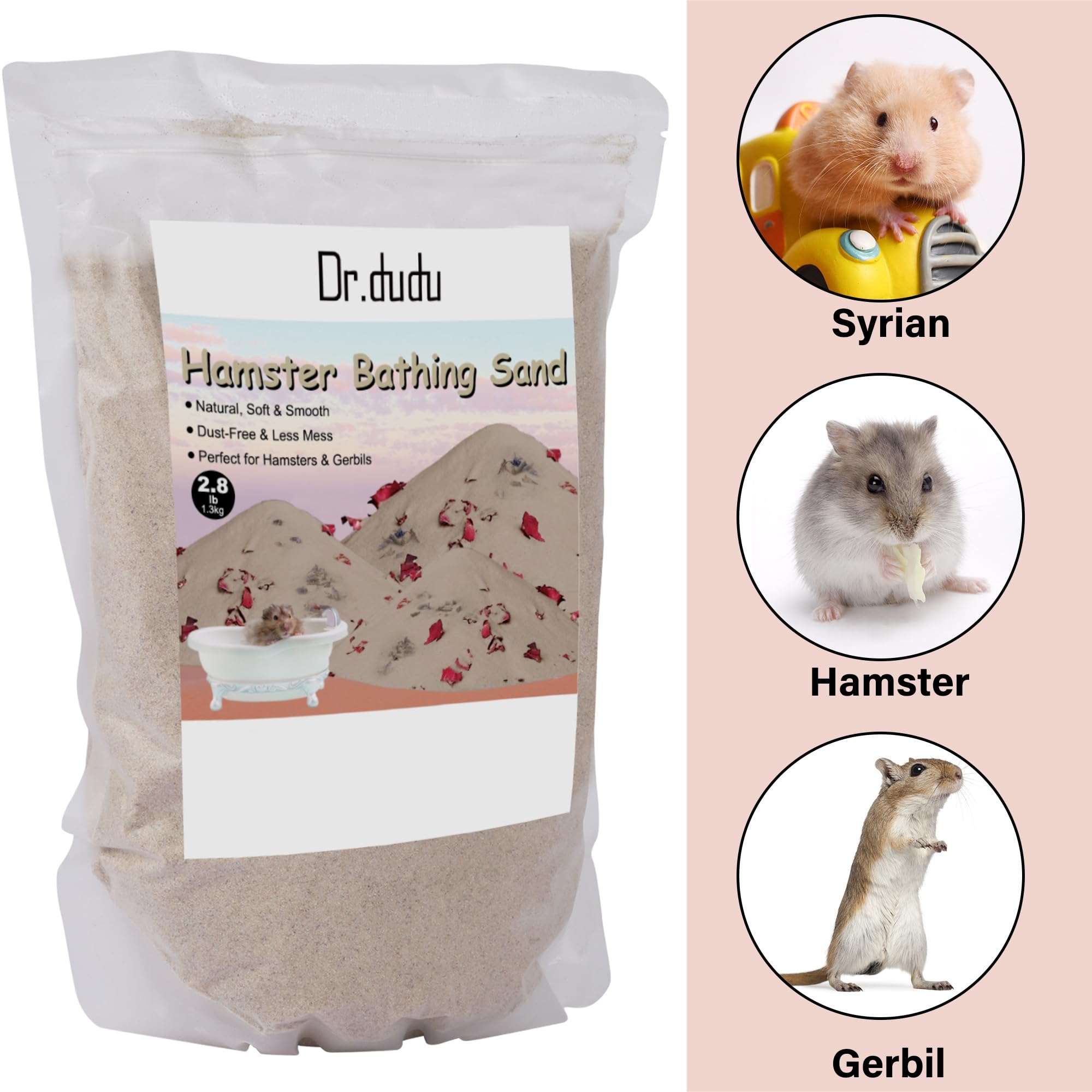 DR.DUDU bac de bain en usage avec hamster offrant stimulation et toilettage