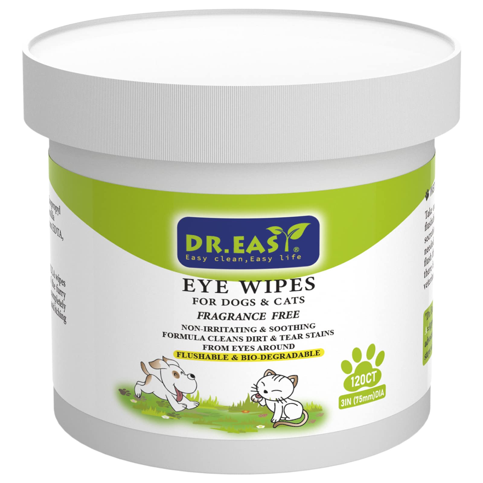 DR.EASY emballage avant montrant boîte de 120 lingettes, pratique