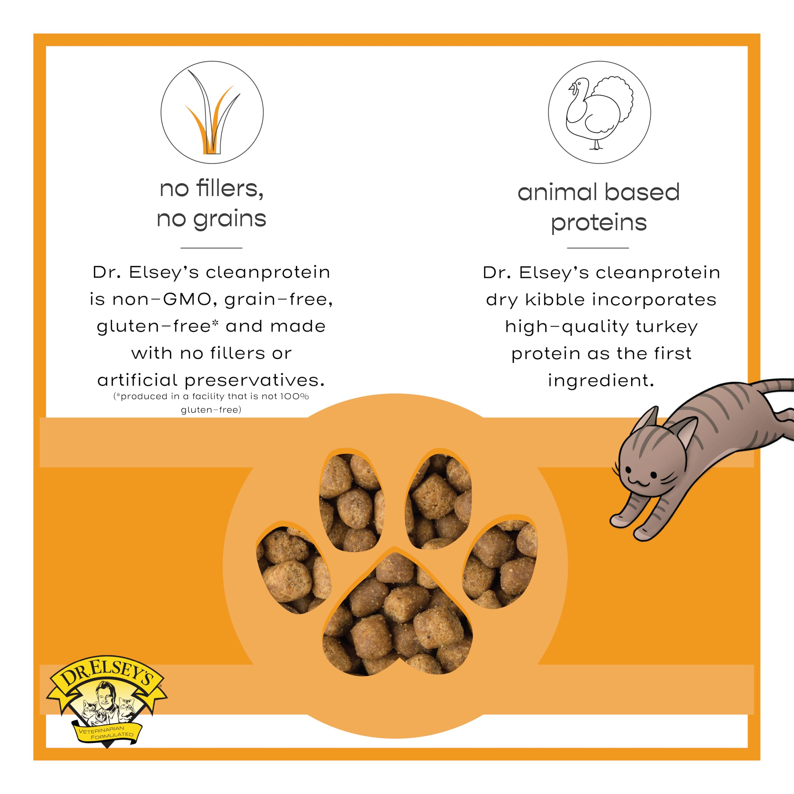 Dr. Elsey's comparaison taille main montrant la taille des croquettes