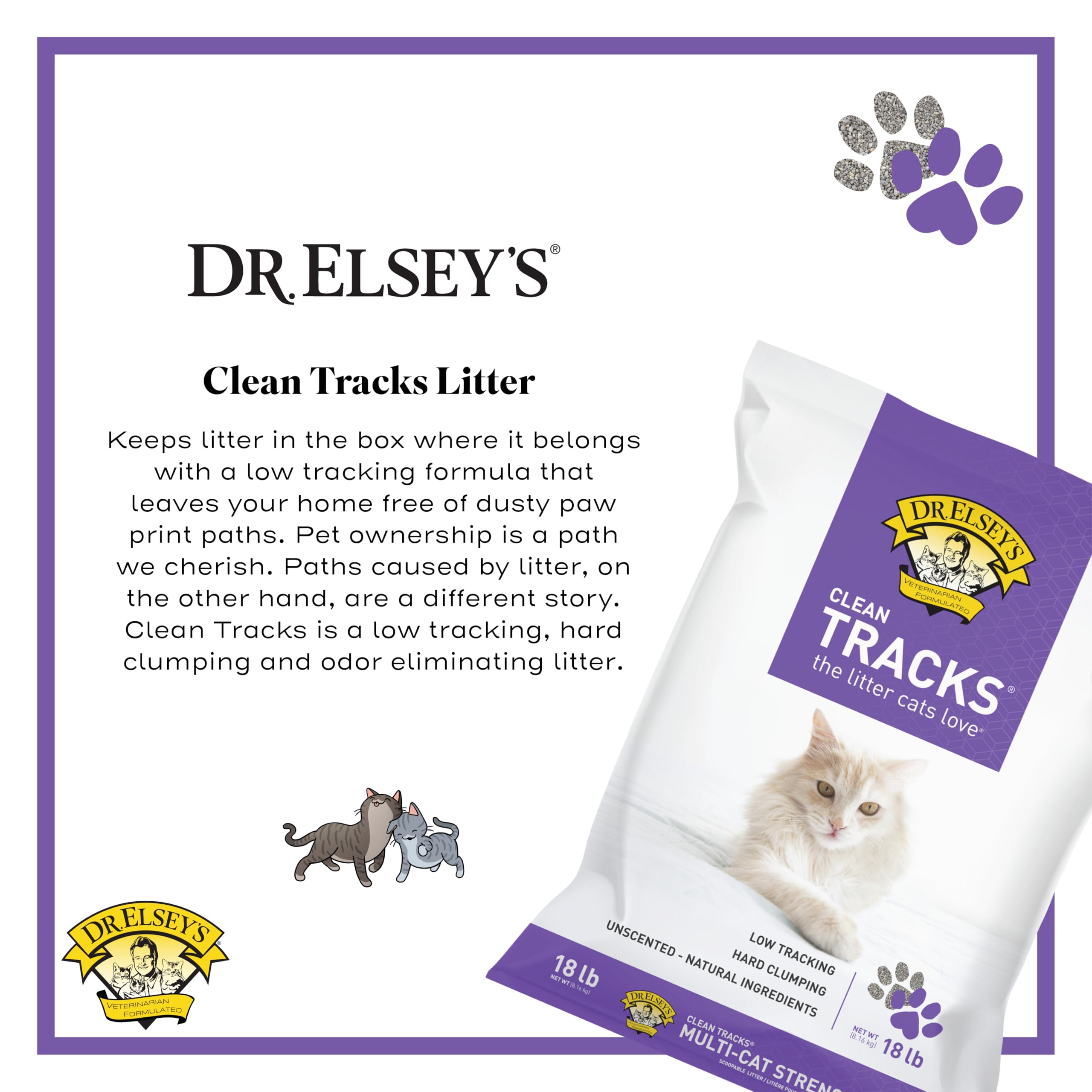 Dr. Elsey's motte dure tenue en main illustrant agglomération facile et nettoyage rapide