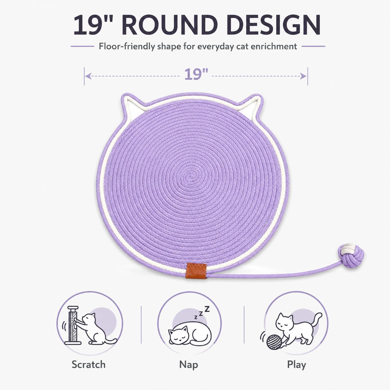 Dr. Fluffyyes tapis en usage avec chat grattant et se reposant confortablement