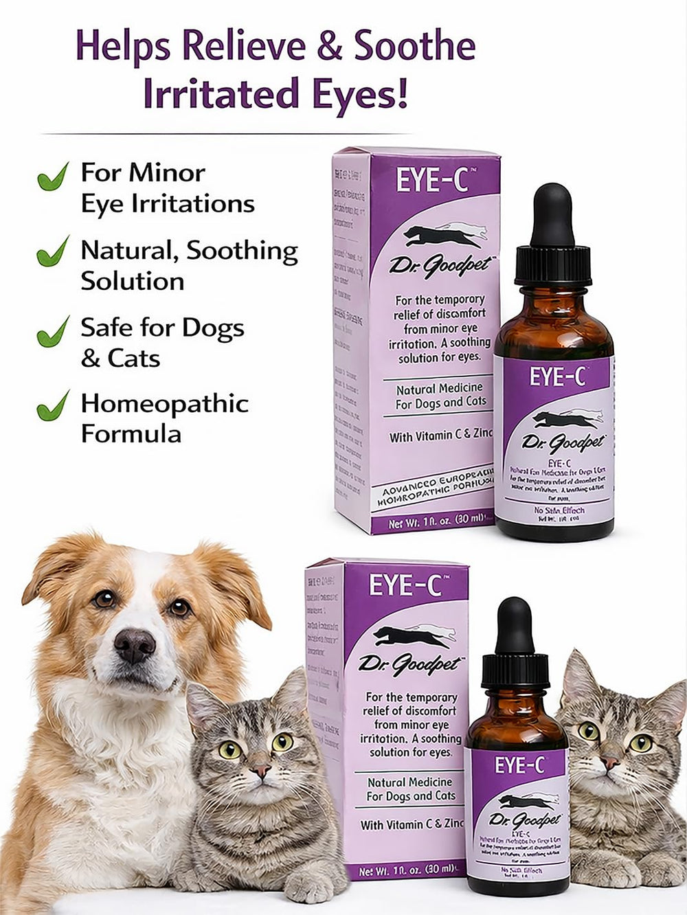 Dr. Goodpet gouttes sur oeil de chien apaise et nettoie rapidement