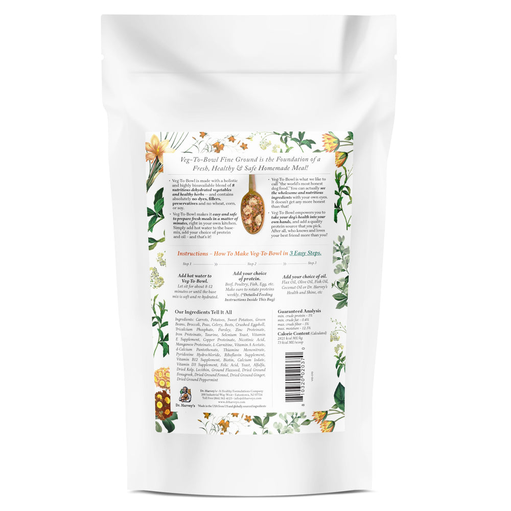 Dr. Harvey's sachet ouvert montrant contenu frais, bénéfice conservation simple